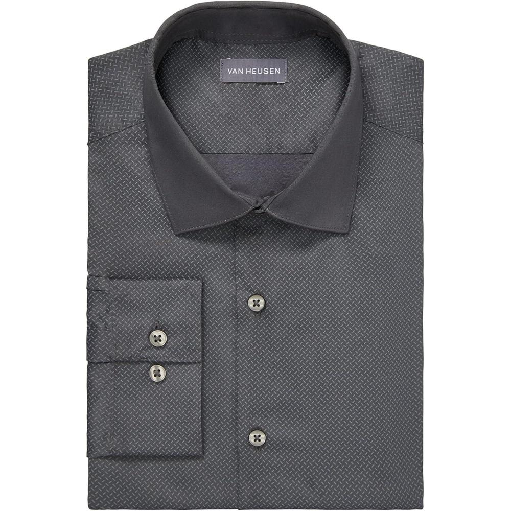 imageVan Heusen Mens Dress Shirt Slim Fit Stain Shield StretchOld Ebony