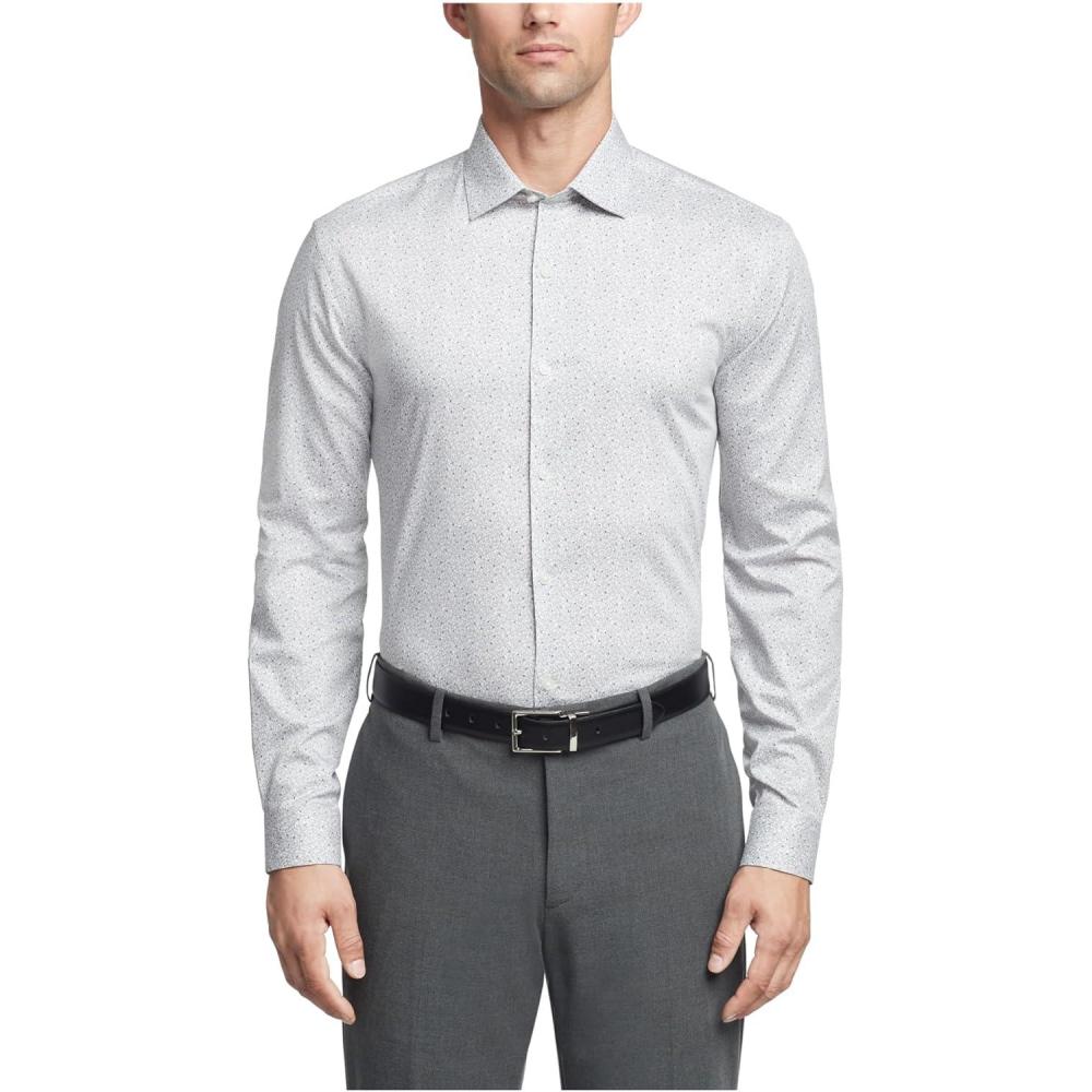 imageVan Heusen Mens Dress Shirt Slim Fit Stain Shield StretchOld Grey Clouds