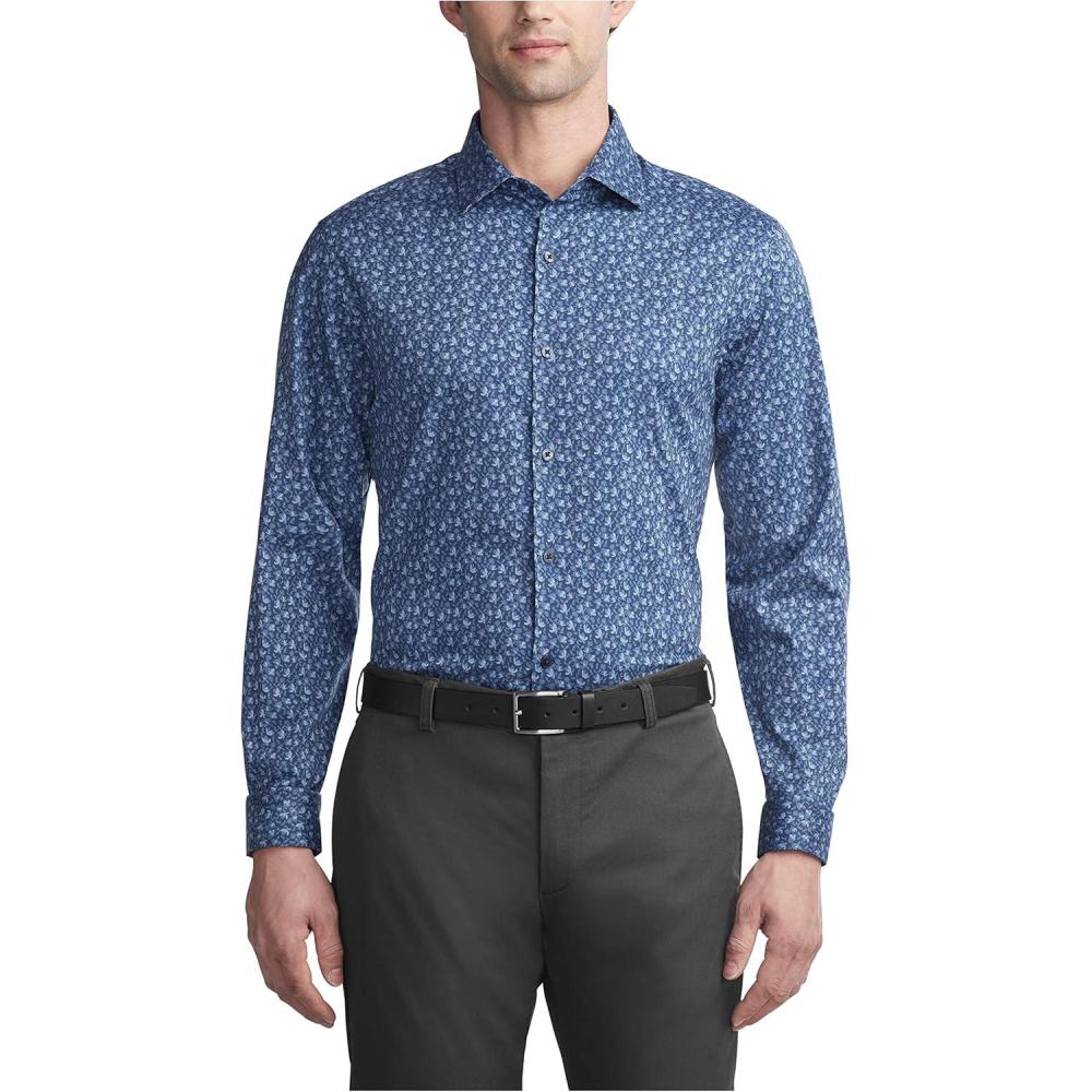 imageVan Heusen Mens Dress Shirt Slim Fit Stain Shield StretchOld Night Blue