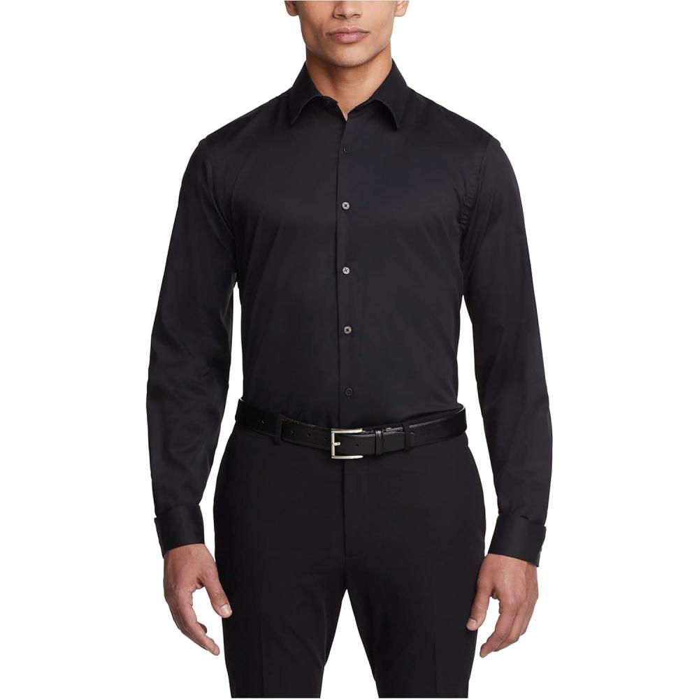 imageVan Heusen Mens Flex Collar Slim Fit Stretch Dress ShirtBlack