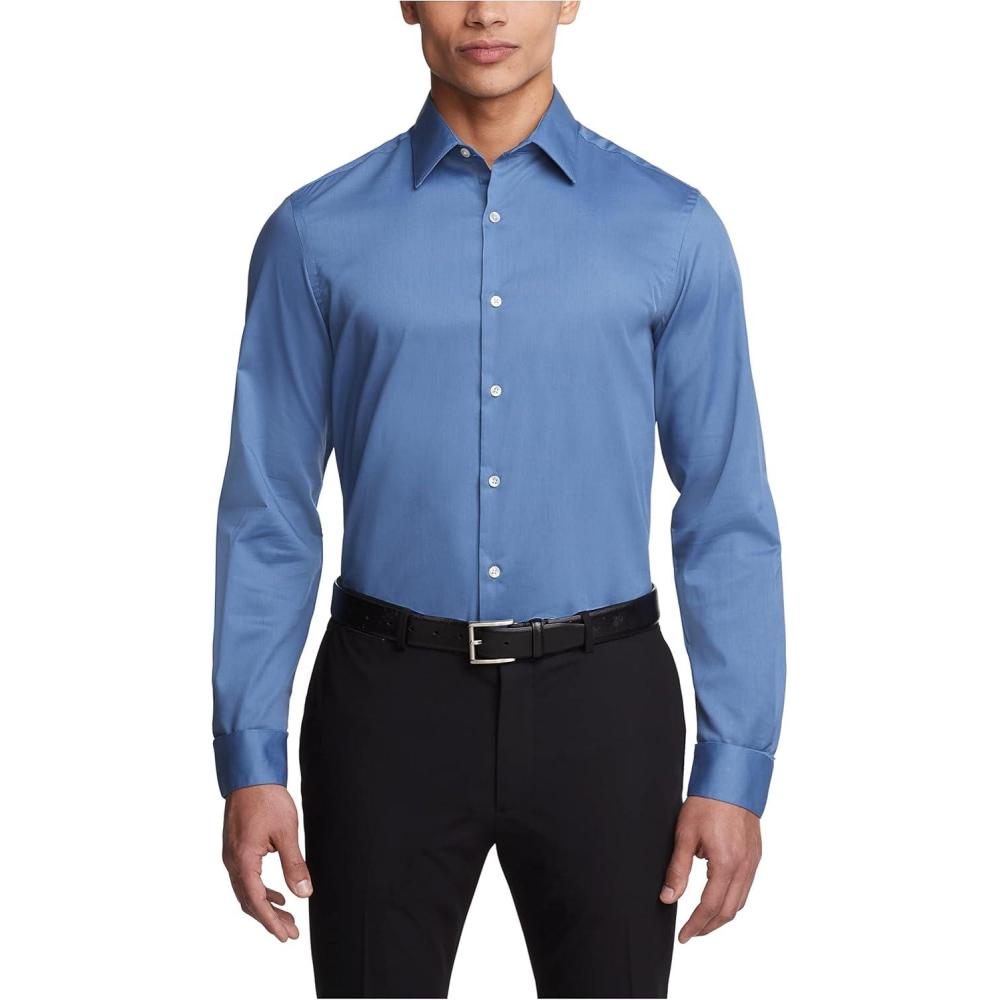 imageVan Heusen Mens Flex Collar Slim Fit Stretch Dress ShirtDusty Blue