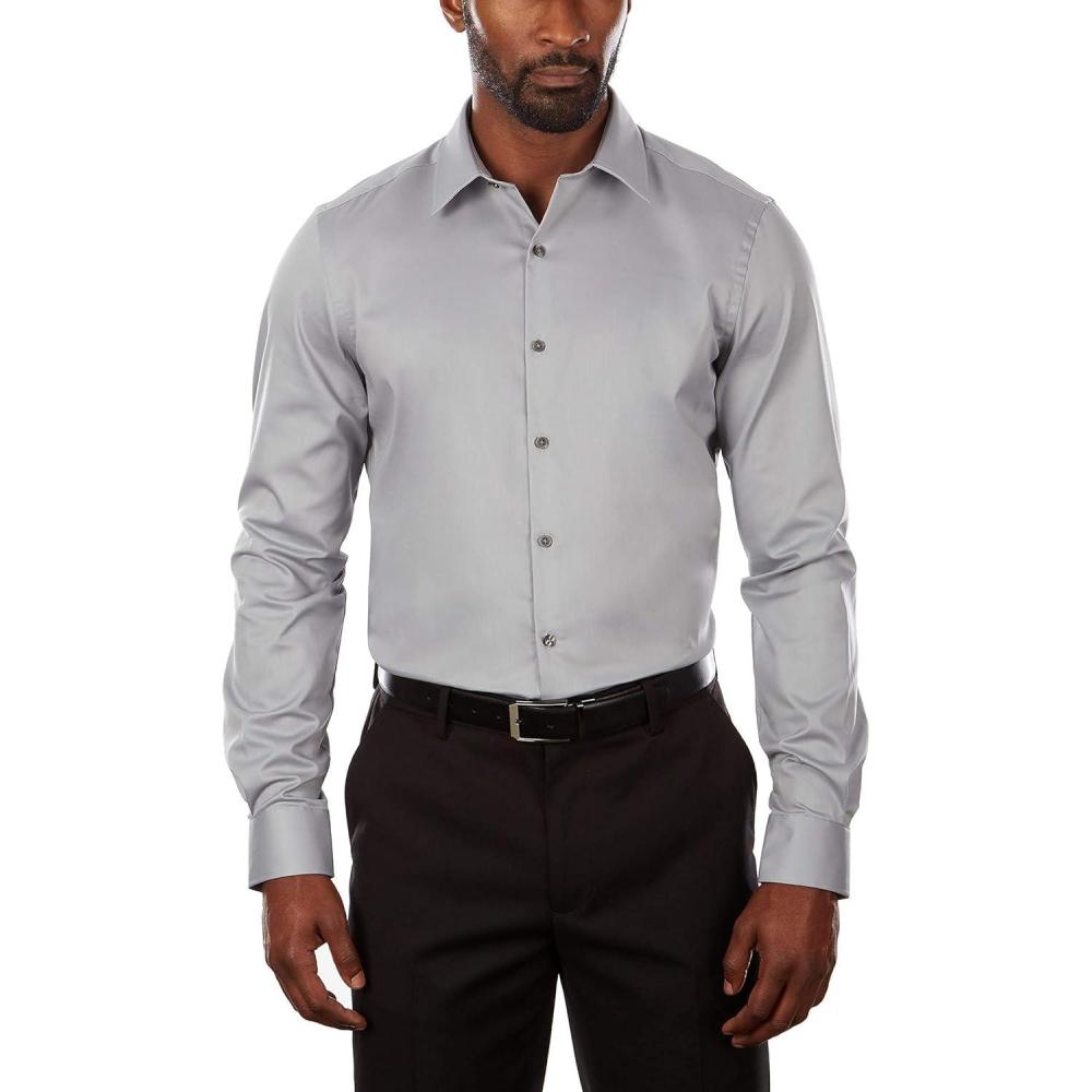 imageVan Heusen Mens Flex Collar Slim Fit Stretch Dress ShirtGrey Mist