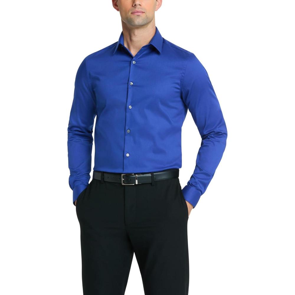 imageVan Heusen Mens Flex Collar Slim Fit Stretch Dress ShirtRoyal Blue