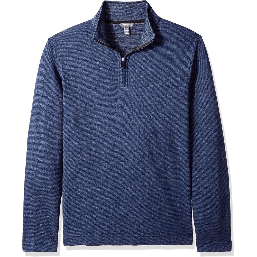 imageVan Heusen Mens Size Big and Tall Flex Long Sleeve Ottoman Quarter ZipBlue Underground