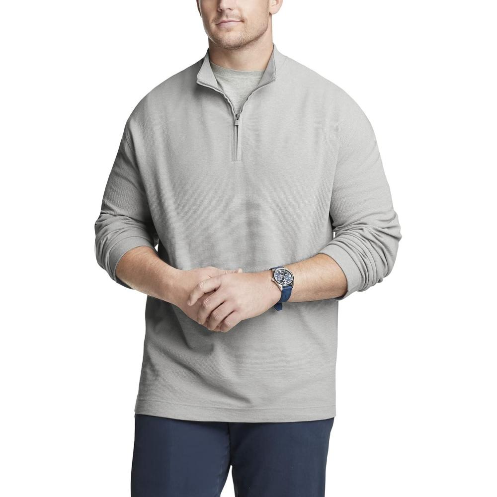 imageVan Heusen Mens Size Big and Tall Flex Long Sleeve Ottoman Quarter ZipMonument