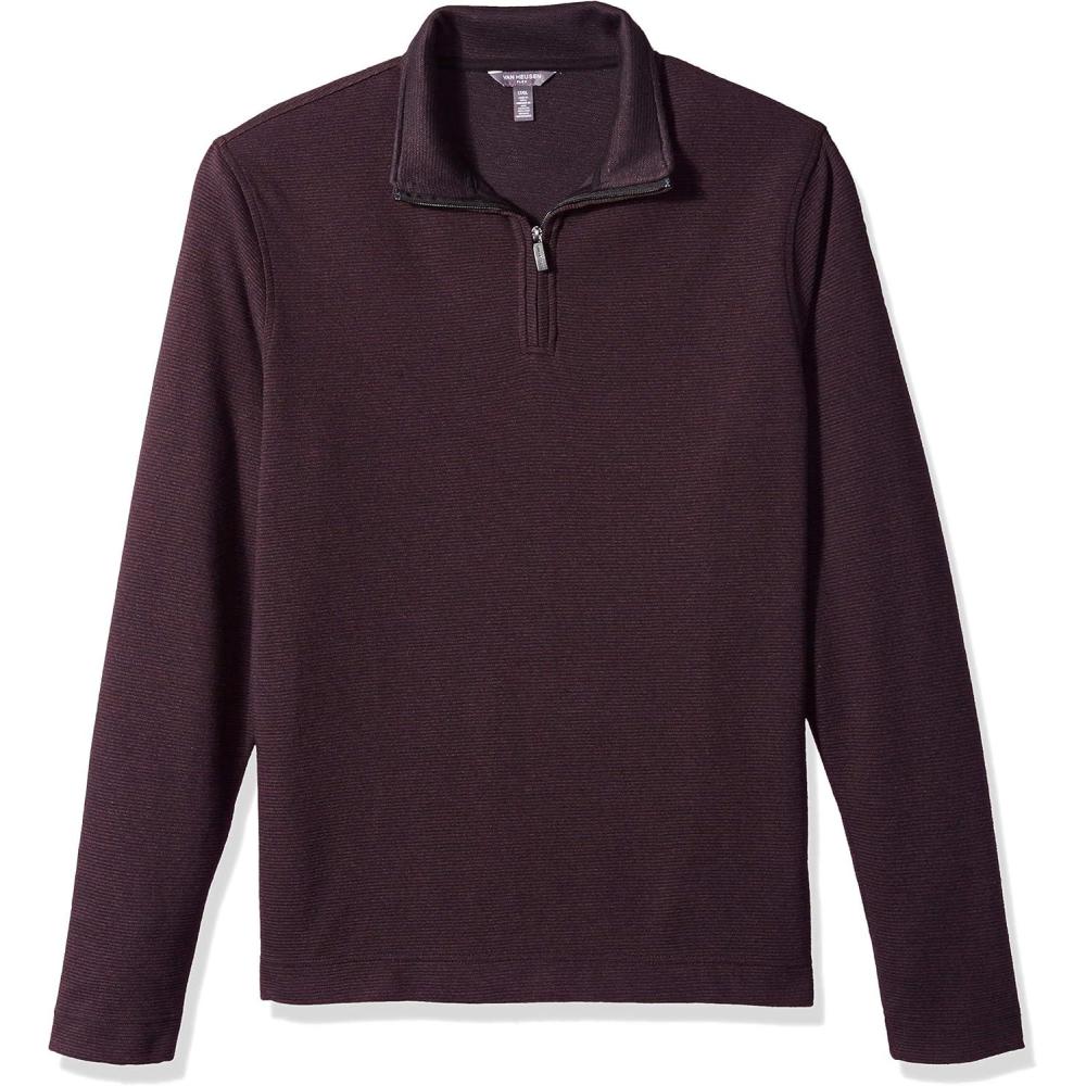 imageVan Heusen Mens Size Big and Tall Flex Long Sleeve Ottoman Quarter ZipPurple Monet