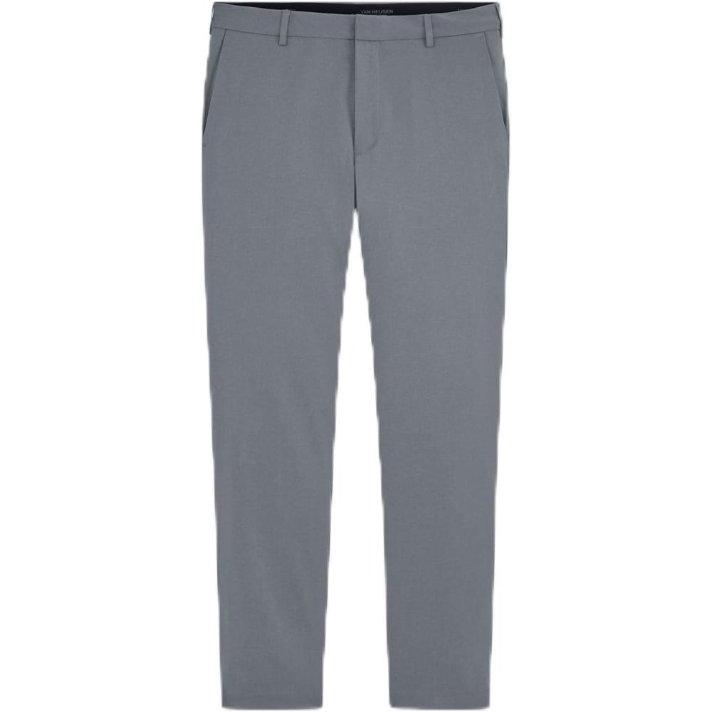 imageVan Heusen Mens Temperature Control Slim Fit Flat Front Stretch Dress Pant NonIron Stretchable Waistband Cooling FabricMonument Heather Temp Control