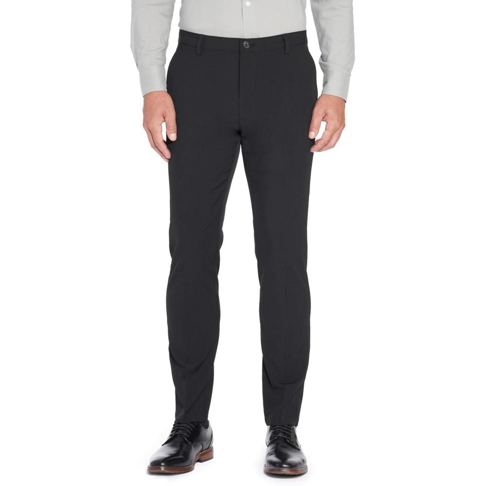 imageVan Heusen Mens Traveler Elastic Waist Flat Front Dress PantDress PantsBlack