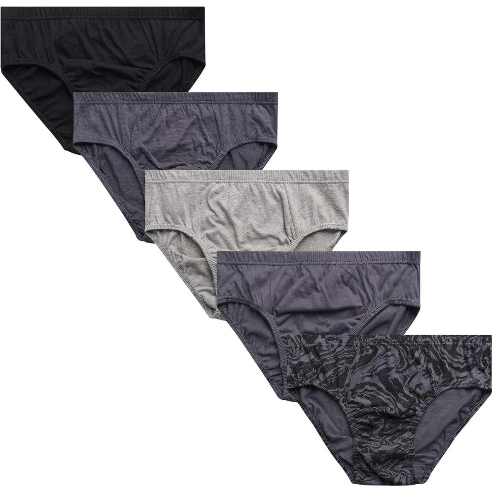 imageVan Heusen Mens Underwear Briefs 5 Pack Low Rise Briefs Underwear for Men Pack with Contour PouchBlackGreyPrintGrey