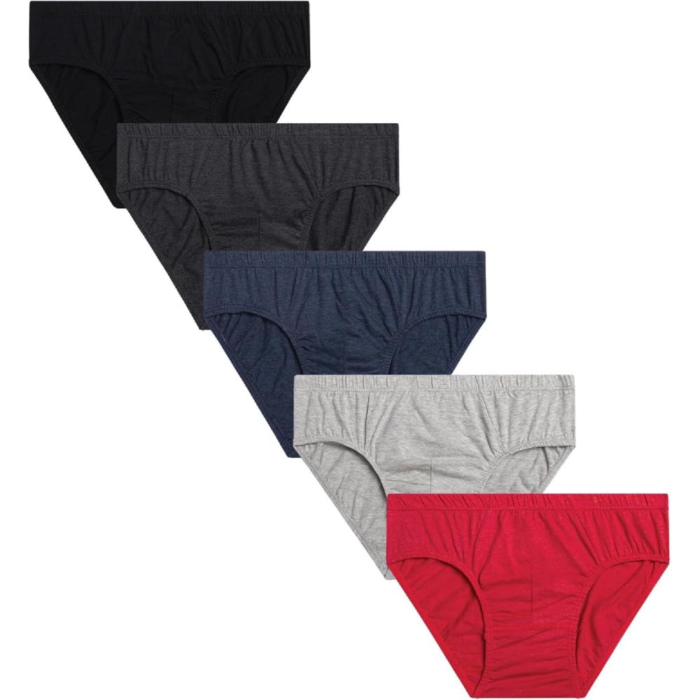 imageVan Heusen Mens Underwear Briefs 5 Pack Low Rise Briefs Underwear for Men Pack with Contour PouchBlackHeather GreyRed SalsaCharcoal