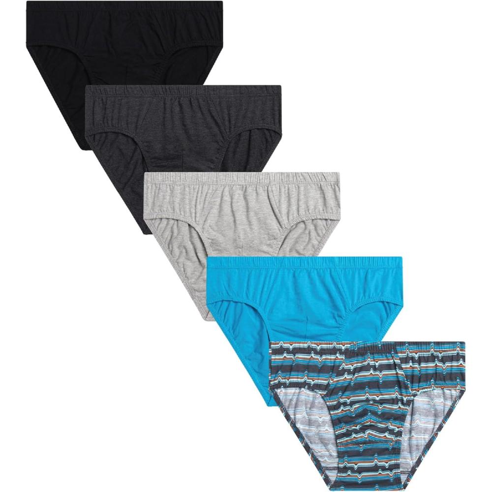 imageVan Heusen Mens Underwear Briefs 5 Pack Low Rise Briefs Underwear for Men Pack with Contour PouchBlueBlackHeather GreyPrint