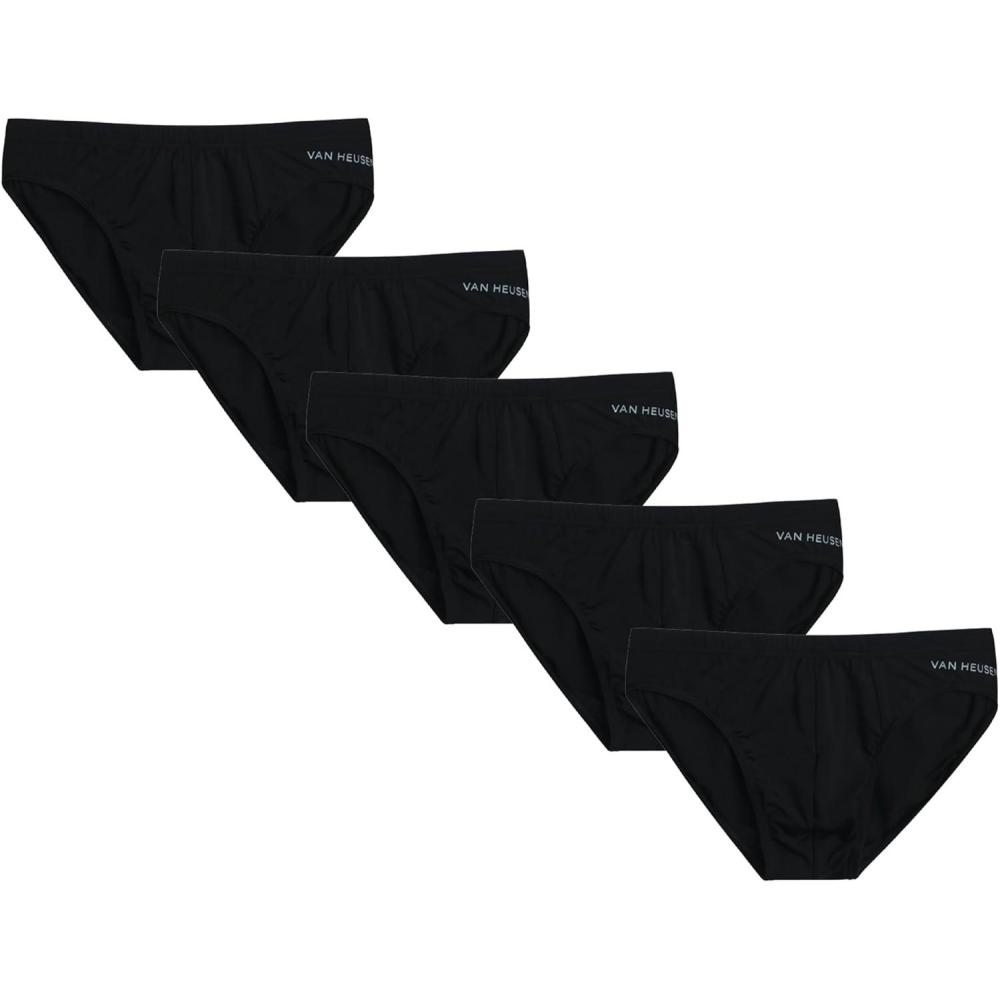 imageVan Heusen Mens Underwear Briefs 5 Pack Quick Dry Low Rise Briefs No Fly Performance Underwear for Men PackBlack