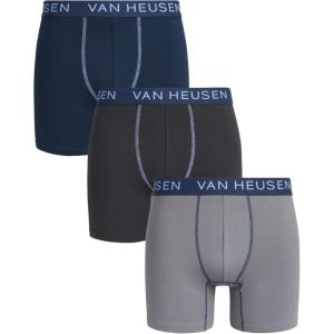 Van Heusen Mens Boxer Briefs – 3 Pack 6” Inseam Soft Mens Underwear Athletic Boxer Briefs with Contour Pouch(Black/Phantom/Pearl)