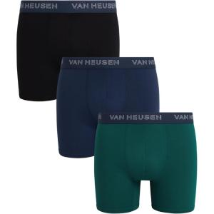 Van Heusen Mens Boxer Briefs – 3 Pack 6” Inseam Soft Mens Underwear Athletic Boxer Briefs with Contour Pouch(Dark Grey/Green/Black)