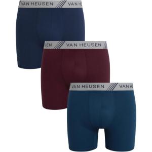 Van Heusen Mens Boxer Briefs – 3 Pack 6” Inseam Soft Mens Underwear Athletic Boxer Briefs with Contour Pouch(Moonlit Ocean/Dark Grey/Wine Red)