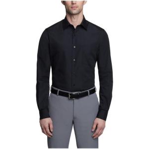 Van Heusen Men’s Dress Shirt Fitted Poplin Solid(Black)