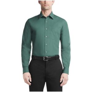 Van Heusen Men’s Dress Shirt Fitted Poplin Solid(Dark Leaf)