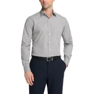 Van Heusen Men’s Dress Shirt Fitted Poplin Solid(Greystone)