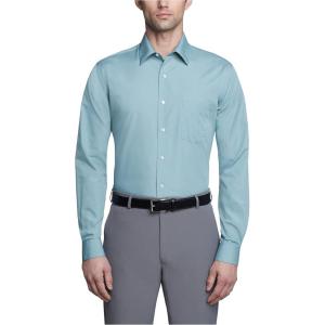 Van Heusen Men’s Dress Shirt Fitted Poplin Solid(Ocean Mist)