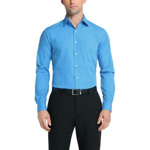 Van Heusen Men’s Dress Shirt Fitted Poplin Solid(Pacifico)