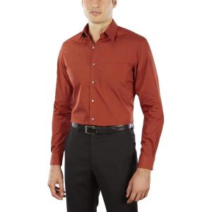 Van Heusen Men’s Dress Shirt Fitted Poplin Solid(Persimmon)
