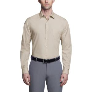 Van Heusen Men’s Dress Shirt Fitted Poplin Solid(Stone)