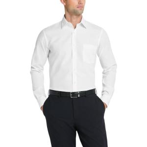 Van Heusen Men’s Dress Shirt Fitted Poplin Solid(White)