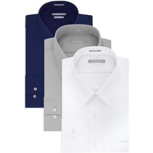 Van Heusen Men’s Dress Shirt Fitted Poplin Solid(White/Light Grey/Persian Blue)