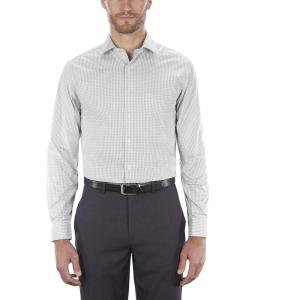 Van Heusen Men’s Dress Shirt Regular Fit Flex Collar Check(Grey Pearl)