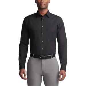 Van Heusen Mens Dress Shirt Regular Fit Poplin Solid(Black)