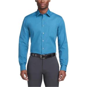 Van Heusen Mens Dress Shirt Regular Fit Poplin Solid(Deep Sea)