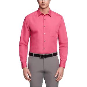 Van Heusen Mens Dress Shirt Regular Fit Poplin Solid(Desert Rose)