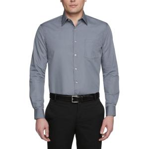 Van Heusen Mens Dress Shirt Regular Fit Poplin Solid(Grey)