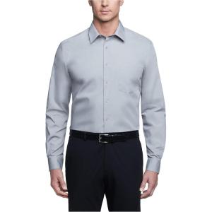Van Heusen Mens Dress Shirt Regular Fit Poplin Solid(Grey Stone)