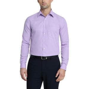Van Heusen Mens Dress Shirt Regular Fit Poplin Solid(Lavender)