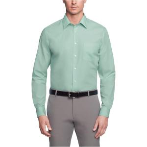 Van Heusen Mens Dress Shirt Regular Fit Poplin Solid(Leaf)