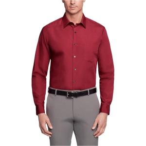 Van Heusen Mens Dress Shirt Regular Fit Poplin Solid(Magenta)