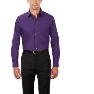 Van Heusen Mens Dress Shirt Regular Fit Poplin Solid(Purple Velvet)