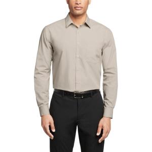 Van Heusen Mens Dress Shirt Regular Fit Poplin Solid(Stone)