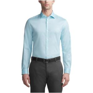 Van Heusen Mens Dress Shirt Slim Fit Stain Shield Stretch(Old Bermuda Blue)