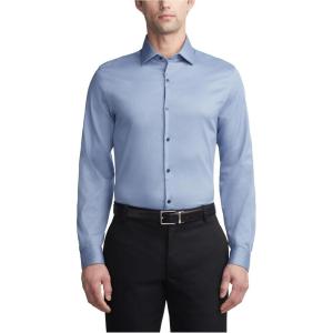 Van Heusen Mens Dress Shirt Slim Fit Stain Shield Stretch(Old Cadet Blu)