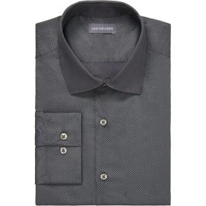 Van Heusen Mens Dress Shirt Slim Fit Stain Shield Stretch(Old Ebony)