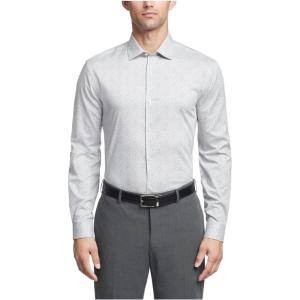 Van Heusen Mens Dress Shirt Slim Fit Stain Shield Stretch(Old Grey Clouds)