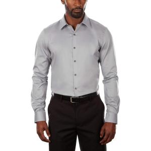 Van Heusen Men’s Flex Collar Slim Fit Stretch Dress Shirt(Grey Mist)