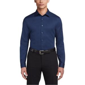 Van Heusen Men’s Flex Collar Slim Fit Stretch Dress Shirt(Night Blue)