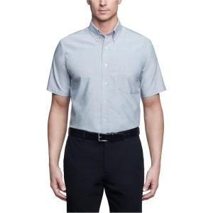 Van Heusen Mens Short Sleeve Dress Shirt Regular Fit Oxford Solid(Greystone)