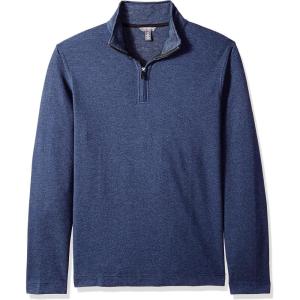 Van Heusen Men’s Size Big and Tall Flex Long Sleeve Ottoman Quarter Zip(Blue Underground)