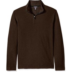 Van Heusen Men’s Size Big and Tall Flex Long Sleeve Ottoman Quarter Zip(Brown Burnt Umber)
