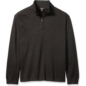 Van Heusen Men’s Size Big and Tall Flex Long Sleeve Ottoman Quarter Zip(Brown Morel)