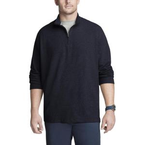 Van Heusen Men’s Size Big and Tall Flex Long Sleeve Ottoman Quarter Zip(Dark Black Iris)